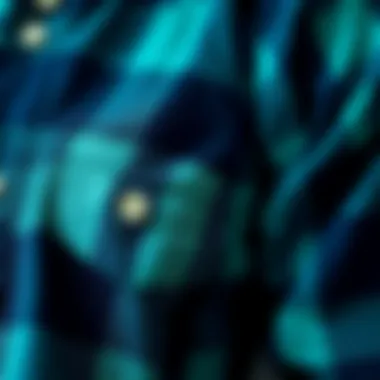 Close-up of fabric texture highlighting the quality of the checked shirt