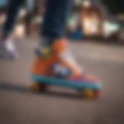 A stylish pair of fancy Heelys showcasing vibrant color patterns.