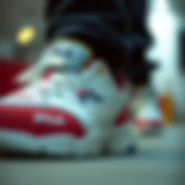 Detailing the Unique Design of Fila Disruptor 2 Close-up of the Fila Disruptor 2 showcasing its unique design