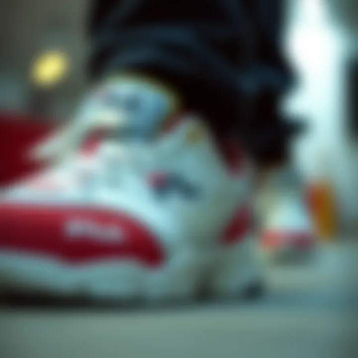 Detailing the Unique Design of Fila Disruptor 2 Close-up of the Fila Disruptor 2 showcasing its unique design