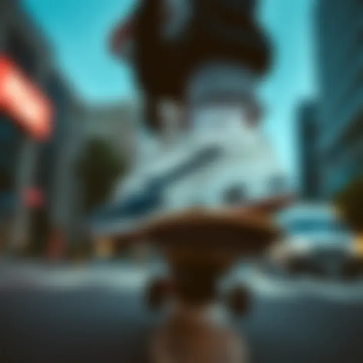 Fila Disruptor 2 in Action: Bridging Skate Culture Skateboarder wearing Fila Disruptor 2 on urban streets