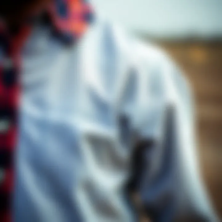 Close-up of the fabric texture of a collared shirt