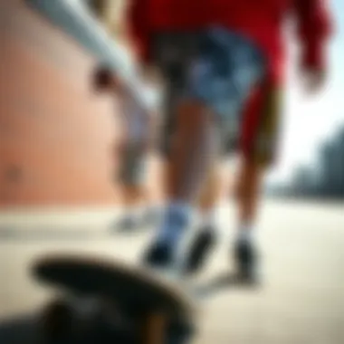 Comparison of traditional skate wear versus modern graphic spandex shorts