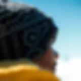 A stylish beanie showcasing intricate patterns and textures inspired by the Pacific Northwest landscape