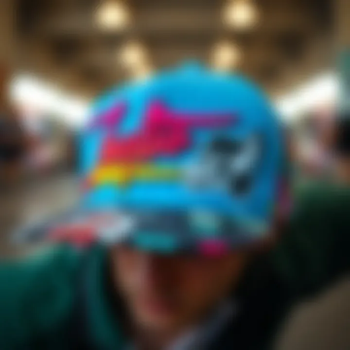 A vibrant snapback cap adorned with local art reflecting the essence of skate culture in the region