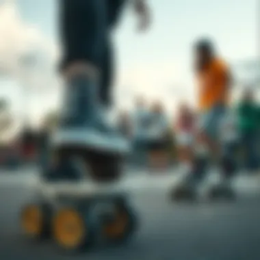 Heelys in Skateboarding Culture A group of enthusiasts enjoying Heelys in a skate park setting