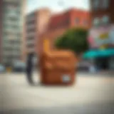 Stylish Herschel Crossbody Small bag displayed against a vibrant urban backdrop