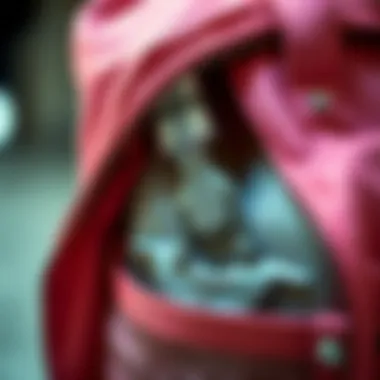 Close-up of Hershel pink bag highlighting its material and design