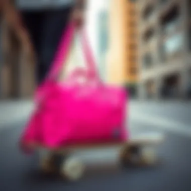 Stylish Hershel pink bag showcased in an urban setting