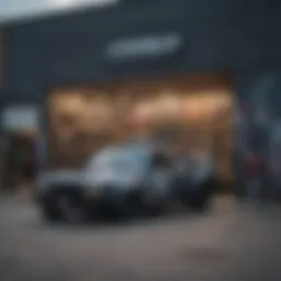 Exterior view of the Hoonigan Shop showcasing its vibrant branding