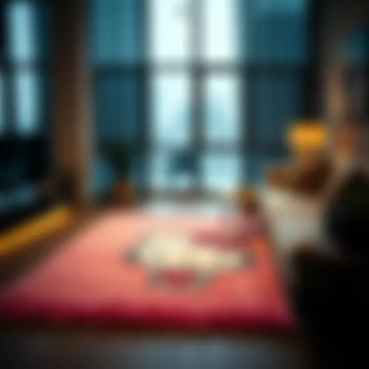 The Hypland Hello Kitty rug placed in a stylish urban living space reflecting skate culture aesthetics