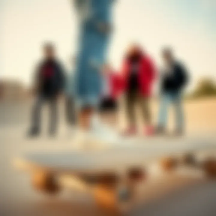 Stylish group of skateboarders showcasing K-Swiss Court shoes