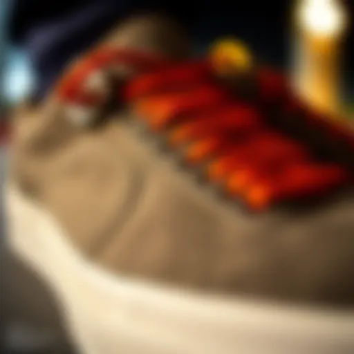 Close-up of Lakai shoe highlighting the unique texture and design elements