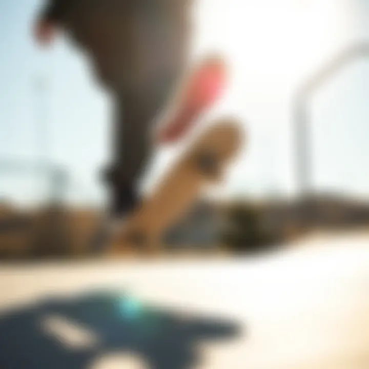 Performance in Action: Lakai Footwear Skater performing a trick wearing Lakai footwear, showcasing functionality