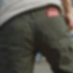 Detailed view of the cargo pockets on Levi's skateboarding cargo pants