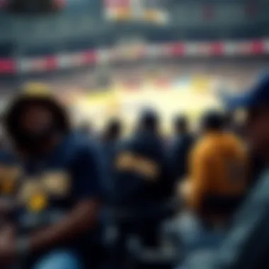 The Community of Lakers Fans in Mitchell and Ness Gear Lakers fans wearing Mitchell and Ness apparel at a game