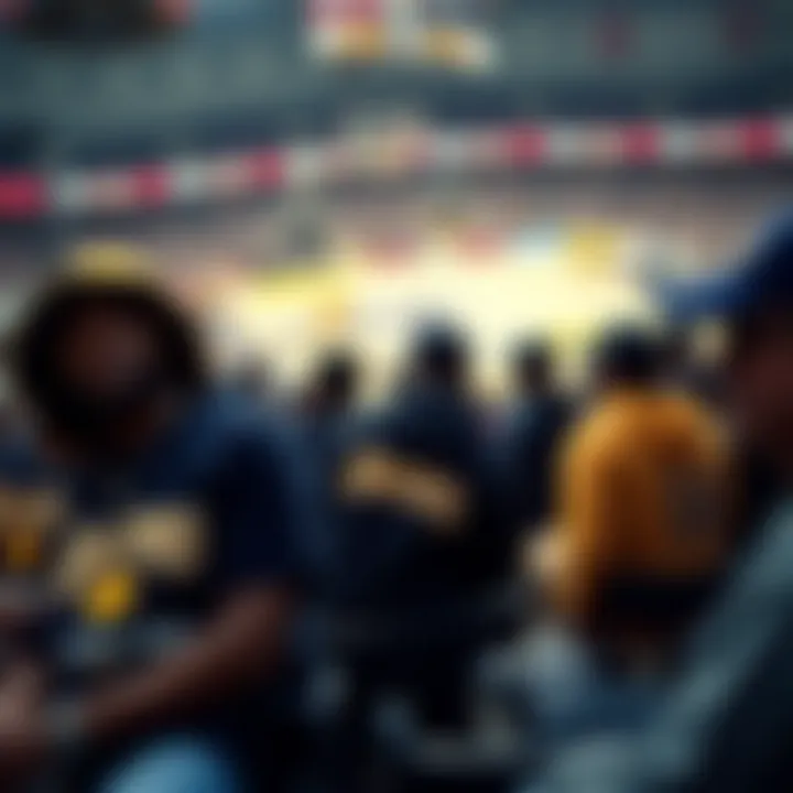 The Community of Lakers Fans in Mitchell and Ness Gear Lakers fans wearing Mitchell and Ness apparel at a game