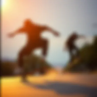 Skaters performing tricks on advanced gear developed by Nike.