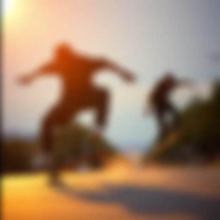 Skaters performing tricks on advanced gear developed by Nike.