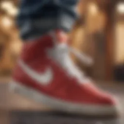 A close-up of Nike sneakers showcasing their design features