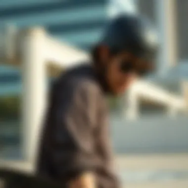 Skateboarder wearing Nixon Sentry 38 in an urban setting