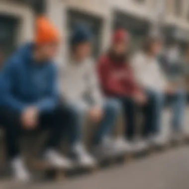 Personal Expression Through Skateboarding Accessories Group of skateboarders expressing personal style with adidas beanies