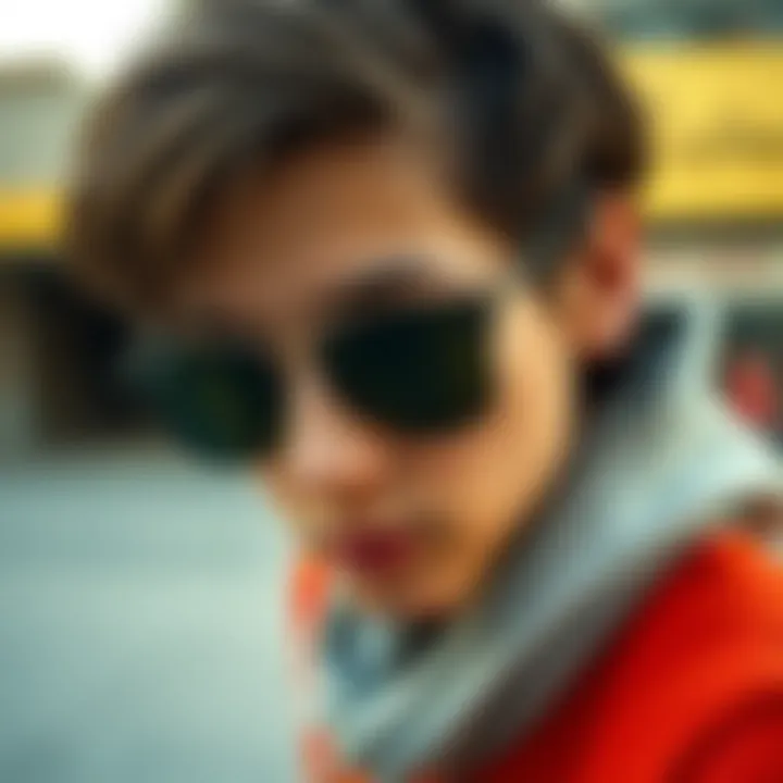 Ray-Ban Erika Brown in Skateboarding Culture Ray-Ban Erika Brown sunglasses worn by an individual in an urban skateboarding environment