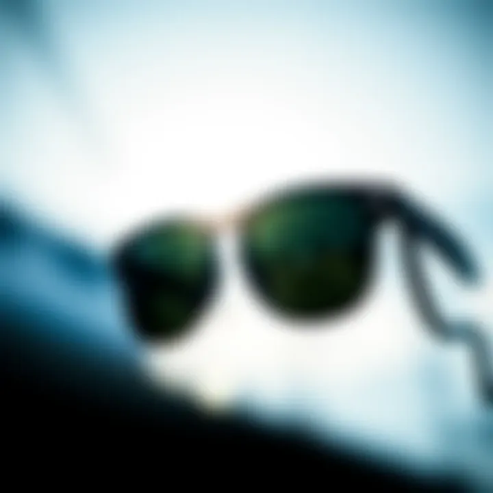 Close-up view showcasing the advanced lens technology of Ray-Ban Polar Black