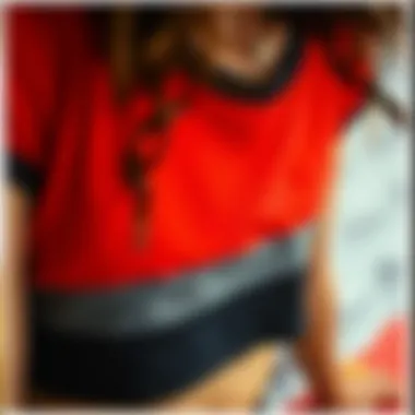 Fabric Matters: Exploring Texture and Quality Close-up of the fabric texture of a red and black crop top