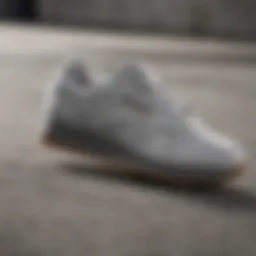 Close-up of the Reebok Classic Leather Gray showcasing its premium materials