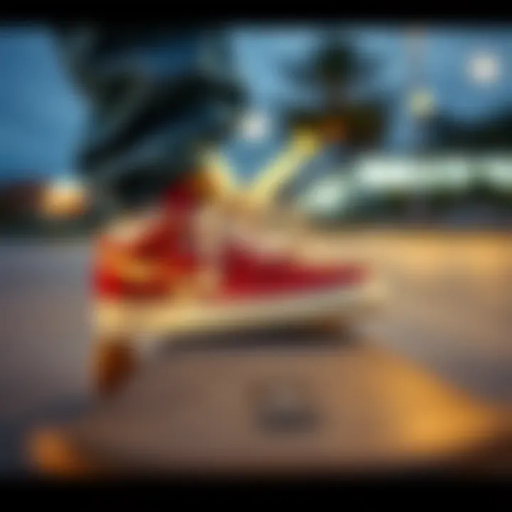 Reebok Club C 85 Vintage Sneakers on a Skateboard