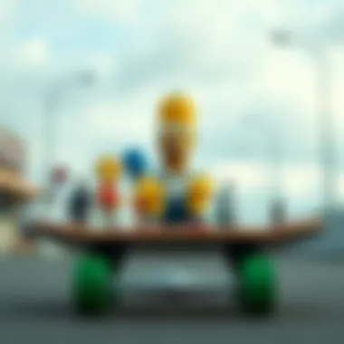 Artistic representation of a Simpson-themed skateboard showcasing vibrant colors and iconic characters