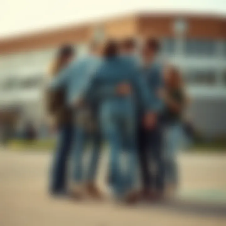 Unity in Skate Culture A group of skateboarders bonding over their shared love for ragged jeans