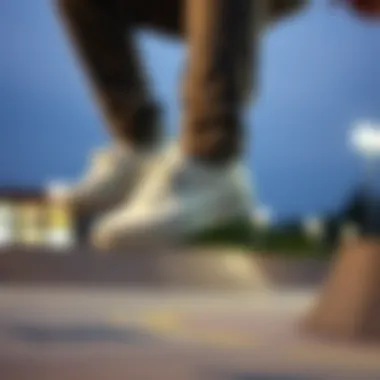 Skateboarder performing tricks with Vans sneakers