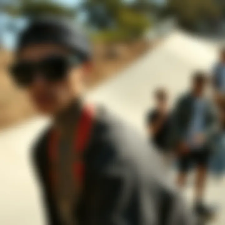 A group of skateboarders showcasing their style with sunglasses