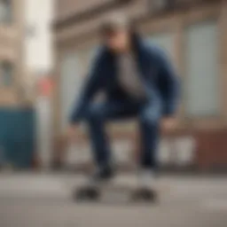 A skateboarder wearing Dickies, showcasing urban style