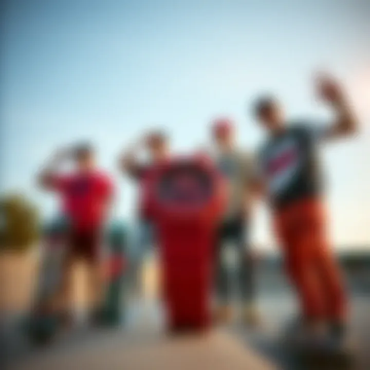 Skateboarders with All-Red G-Shock Group of skateboarders showcasing their style with the All-Red G-Shock.