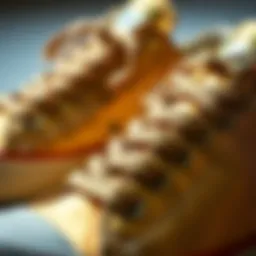 Close-up of gold Chuck Taylors showcasing unique textures and materials