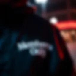 A close-up of the black Members Only jacket showcasing its iconic design.