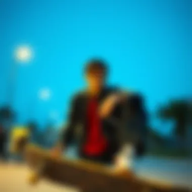 A vintage skateboarding scene highlighting the Members Only jacket.