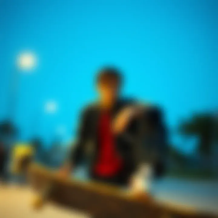 A vintage skateboarding scene highlighting the Members Only jacket.