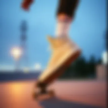 Performance of Supra Skytop in Action Action shot of Supra Skytop in motion during a skateboarding session