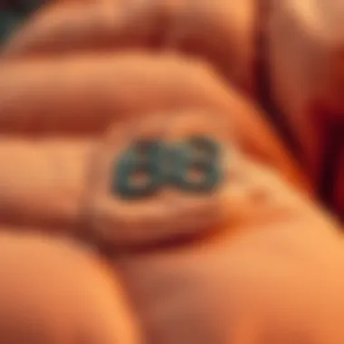 Close-up of the 686 puffer jacket's material and stitching