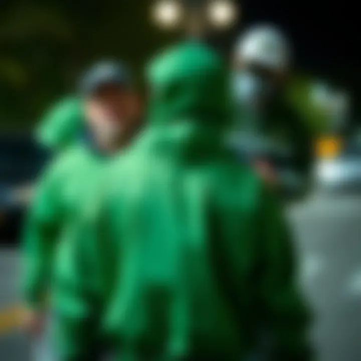 Evolution of the Green Bomber Jacket in Skate Culture Artistic representation of the evolution of the green bomber jacket through the years.