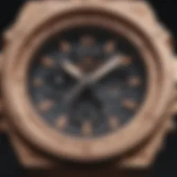 Close-up view of a rose gold G-Shock watch showcasing its intricate design and features.