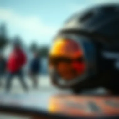 Advanced Goggle Technology Close-up of advanced goggle technology designed for skateboarding