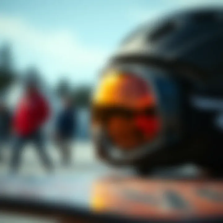 Advanced Goggle Technology Close-up of advanced goggle technology designed for skateboarding