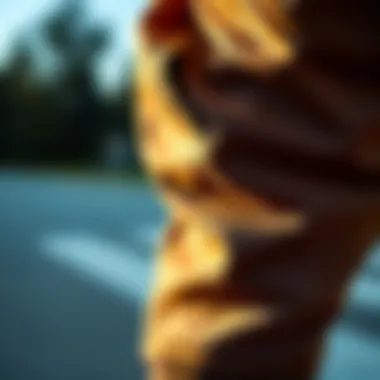 Close-up of breathable fabric used in brown sweat shorts