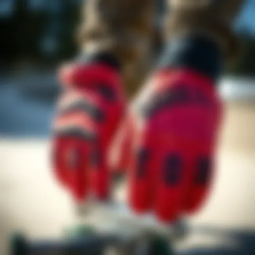 Intricate Design of Skate Slide Gloves A close-up view of high-quality skate slide gloves showcasing their intricate design and materials.