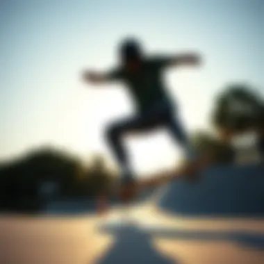 Skateboarding Trick with Full Protective Gear A skateboarder demonstrating proper gear usage while performing a trick